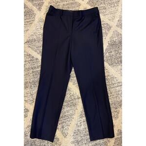 Womens Brooks Brothers Navy Straight Leg Dress Pants Wool Blend High-Rise Sz 14